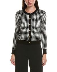 Bruno Magli - Houndstooth Crewneck Wool & Cashmere-blend Cardigan - Lyst
