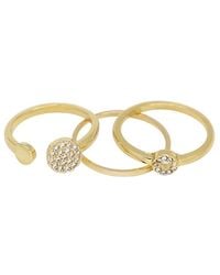 Ettika - 18K Plated Crystal Open Circle Set Of 3 Rings - Lyst