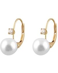 Splendid - 14k 7-7.5mm Freshwater Pearl & Cz Drop Earrings - Lyst