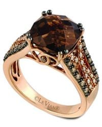 Le Vian - Le Vian Chocolate Quartz 14k Rose Gold 4.11 Ct. Tw. Diamond & Smoky Quartz Half-eternity Ring - Lyst