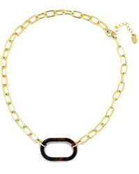 Rivka Friedman 18k Plated Resin Link Chain Necklace - Metallic