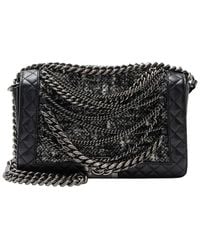 CHANEL - Black Tweed & Calfskin Paris Dallas Enchained Old Medium Boy Bag (authentic Pre-loved) - Lyst