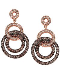 Suzy Levian CZ Jewelry - Suzy Levian Rose Plated Cz Circle Drop Dangle Earrings - Lyst