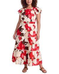Anne Klein - Plus Flutter Sleeve Tiered Maxi Dress - Lyst