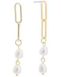 Juvell - 18K Plated Pearl Paperclip Drop Earrings - Lyst