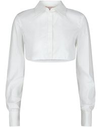 Valentino - Cropped Cotton Poplin Shirt - Lyst
