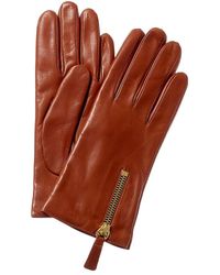 Portolano Zipper Leather Gloves - Black