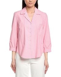 Jones New York - Open Collar 3/4-Sleeve Blouse - Lyst