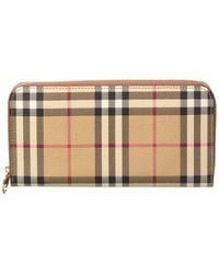 Burberry - Check E-Canvas Zip Around Wallet - Lyst