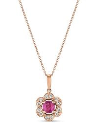 Le Vian - Le Vian 14K Rose 0.44 Ct. Tw. Diamond & Ruby Pendant Necklace - Lyst