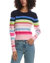Brodie Cashmere - Striped Stitch Maya Crewneck 100% Cashmere Sweater - Lyst
