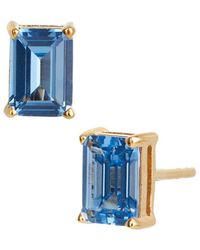 Savvy Cie - 18k Over Silver Blue Topaz December Birthstone Earrings - Lyst