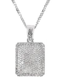 Stephen Oliver - Silver Plated Cz Tag Necklace - Lyst