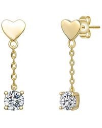 Rachel Glauber - 14K Plated Cz Heart Earrings - Lyst