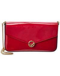 Fendi Leather Wallet On Chain - Red