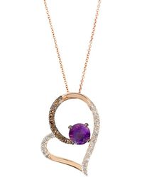 Le Vian - Le Vian 14k Rose Gold 1.50 Ct. Tw. Diamond & Amethyst Pendant Necklace - Lyst