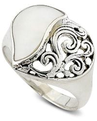 Samuel B. - Silver Pearl Filigree Heart Ring - Lyst