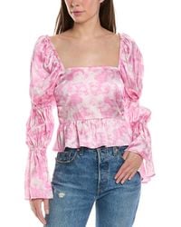 Ganni - Satin Silk-blend Blouse - Lyst