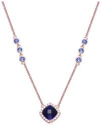 Genevive Jewelry - 18k Rose Gold Plated Cz Necklace - Lyst