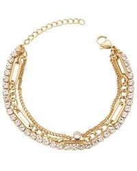 Adornia - 18K Plated Stainless Steel Tarnish-Resistant Layered Crystal Tennis 3-Chain Bracelet - Lyst