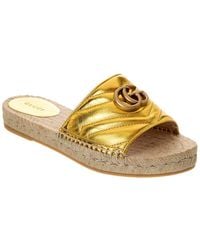 Gucci - GG Leather Espadrille Sandal - Lyst