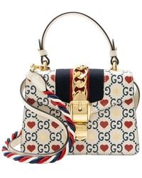 Gucci - Blue Leather Valentines Sylvie Mini Top Handle (authentic Pre-loved) - Lyst