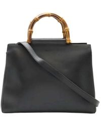 Gucci - Black Calfskin Bamboo Top Handle Bag (authentic Pre-loved) - Lyst