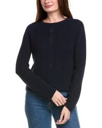 Hannah Rose - Picot Stitch Shaker Crewneck Cashmere-Blend Sweater - Lyst