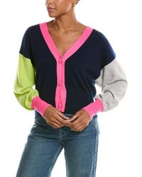 Brodie Cashmere - Colorblocked Balloon Sleeve Cashmere Cardigan - Lyst
