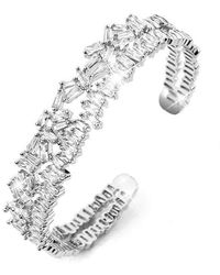 Liv Oliver - Silver Plated Cz Bangle Bracelet - Lyst