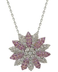Suzy Levian - Silver 0.02 Ct. Tw. Diamond & Sapphire Pendant Necklace - Lyst