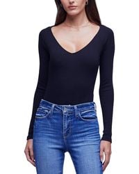 L'Agence - Winona V-Neck Bodysuit - Lyst