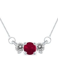 Gemstones - 14k 0.35 Ct. Tw. Diamond & Ruby Necklace - Lyst