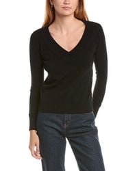 Sofiacashmere - Deep Wide Trim V-neck 100% Cashmere Sweater - Lyst