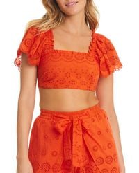 Red Carter - Eyelet Coverup Crop Top - Lyst
