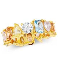 Savvy Cie - 14K Plated Cz Band Ring - Lyst