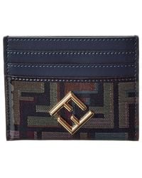 Fendi - Ff Diamonds Glazed Fabric & Leather Card Case - Lyst