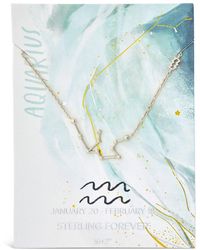 Sterling Forever - Rhodium Plated Aquarius Pendant Necklace - Lyst
