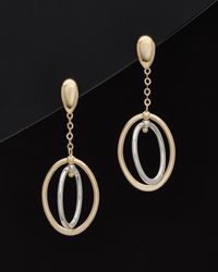 Italian Gold - 14k Two-tone Oval Drop Earrings - Lyst