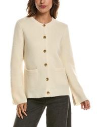 Forte - Double Knit Button Crew Wool & Cashmere-Blend Cardigan - Lyst