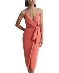 Reiss - Esme Linen Tie Side Midi Dress - Lyst