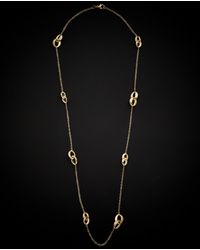 Italian Gold - 14k Polished Satin Link Station Necklace - Lyst