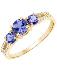 Diana M. Jewels - Fine Jewelry 14k 0.92 Ct. Tw. Diamond & Tanzanite Three-stone Ring - Lyst