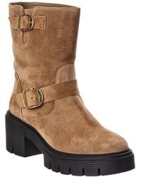 Stuart Weitzman - Soho Moto Suede Bootie - Lyst