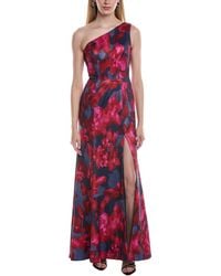 Rene Ruiz - One-Shoulder Draped Flare Hem Gown - Lyst