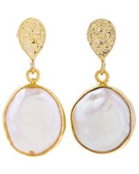 Saachi - 18k Plated Pearl Full Moon Dangle Earrings - Lyst