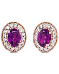 Haus of Brilliance - Colorful Gemstones 14K Rose 2.40 Ct. Tw. Diamond & Garnet Stud Earrings - Lyst
