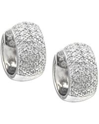 Diamond Select Cuts - Silver 0.07 Ct. Tw. Diamond Small Hug Hoops - Lyst