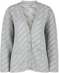 Balenciaga - Allover Logo Wool-Blend Cardigan - Lyst