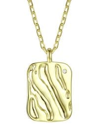 Genevive Jewelry - 14k Over Silver Cz Square Pendant Necklace - Lyst